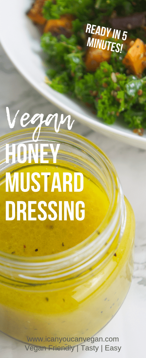 Vegan Honey Mustard Dressing in a jar