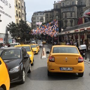 taxis in the street