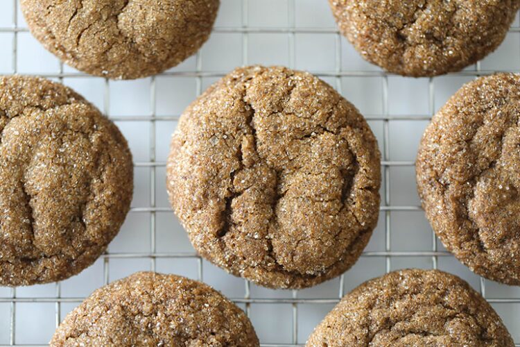 Vegan Ginger Molasses Cookies on cooling rack