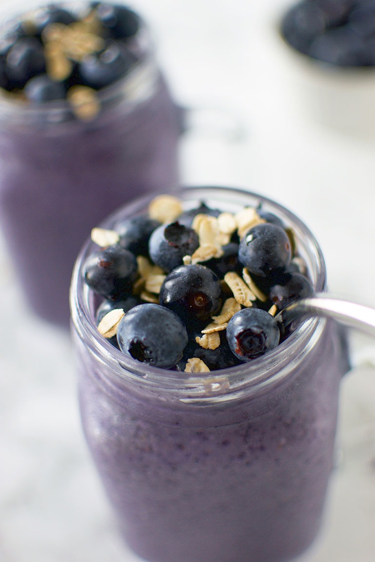 Blueberry Oatmeal Smoothie in a jar