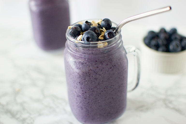Blueberry Oatmeal Smoothie in a jar