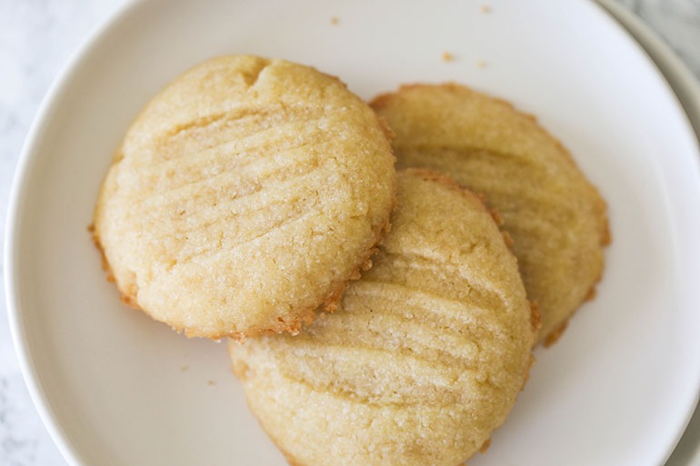 Vegan Butter Cookies on small white plate