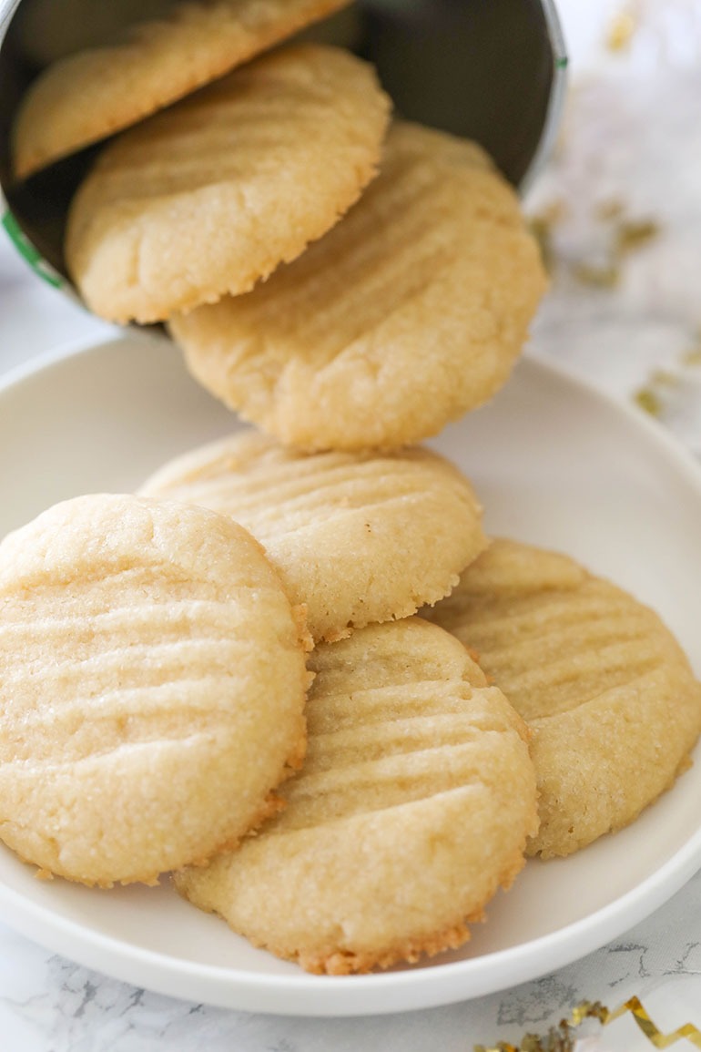 Vegan Butter Cookies on small white plate