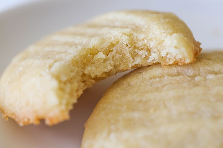 Vegan Butter Cookies with bite missing