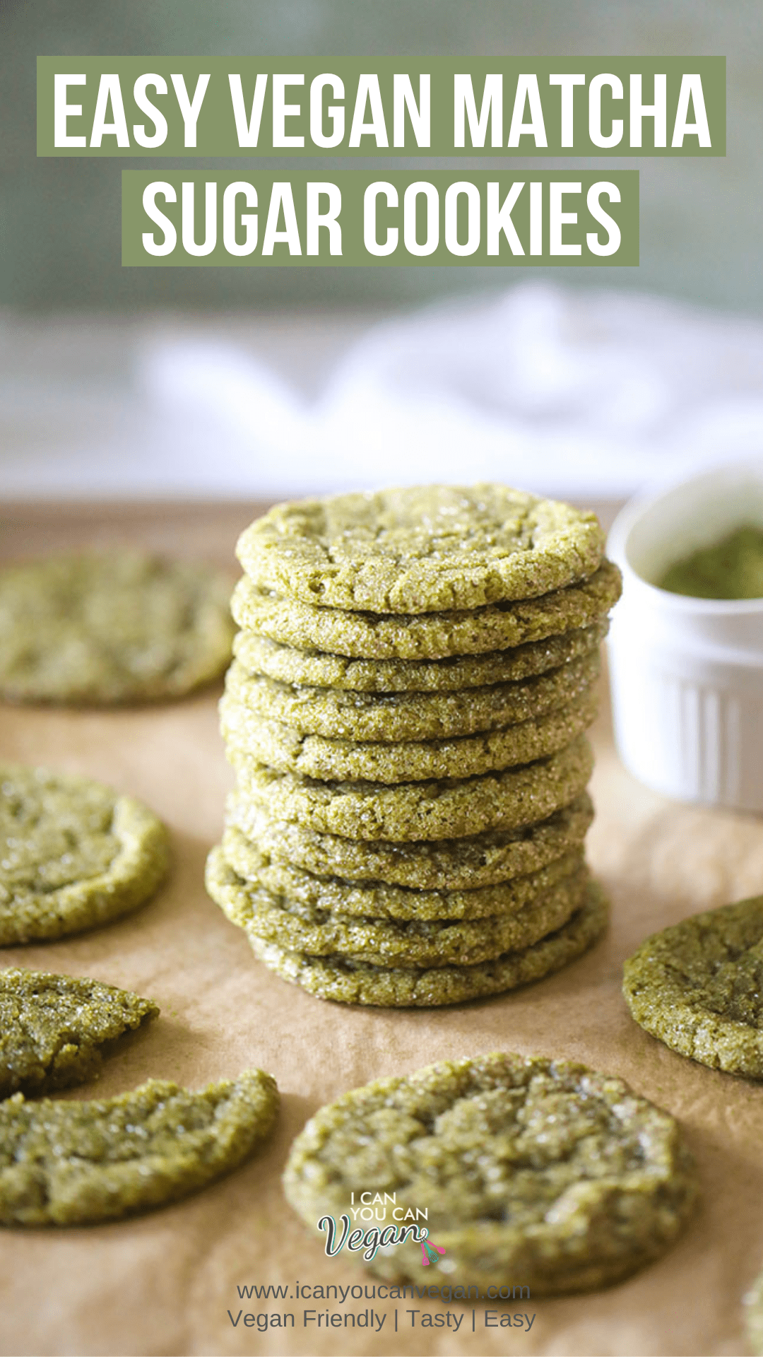 Vegan Matcha Sugar Cookies- Pinterest