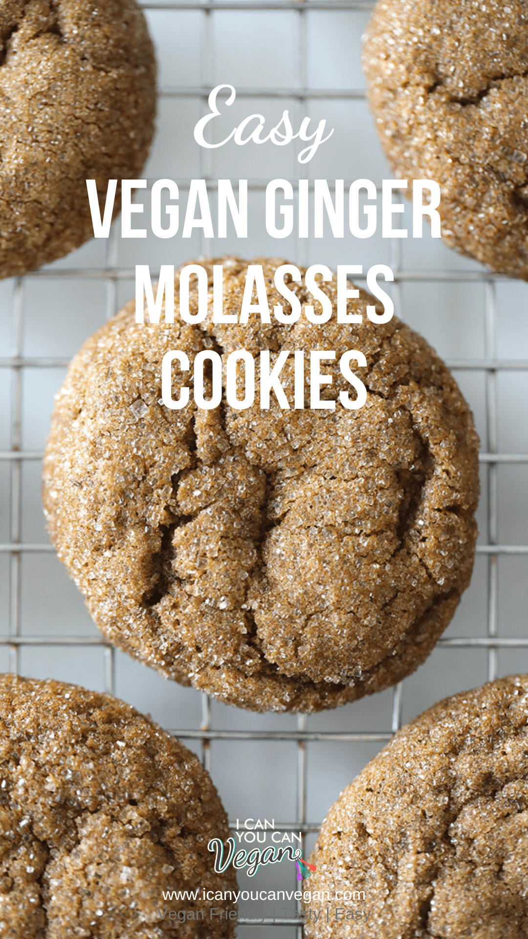 Easy Vegan Ginger Molasses Cookies (Soft+Chewy)