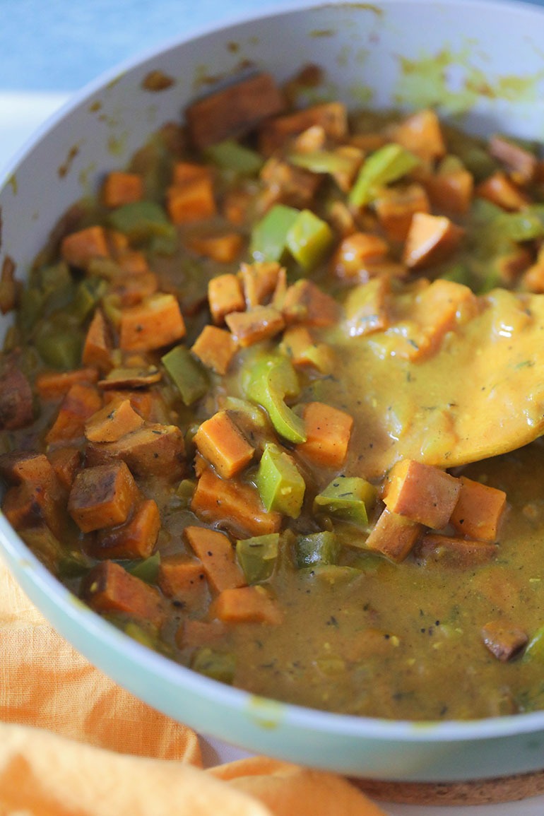 Easy Vegan Sweet Potato Curry in pan