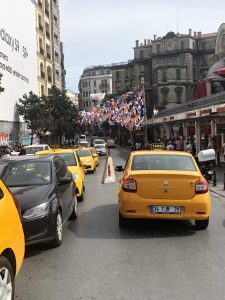 taxis in the street