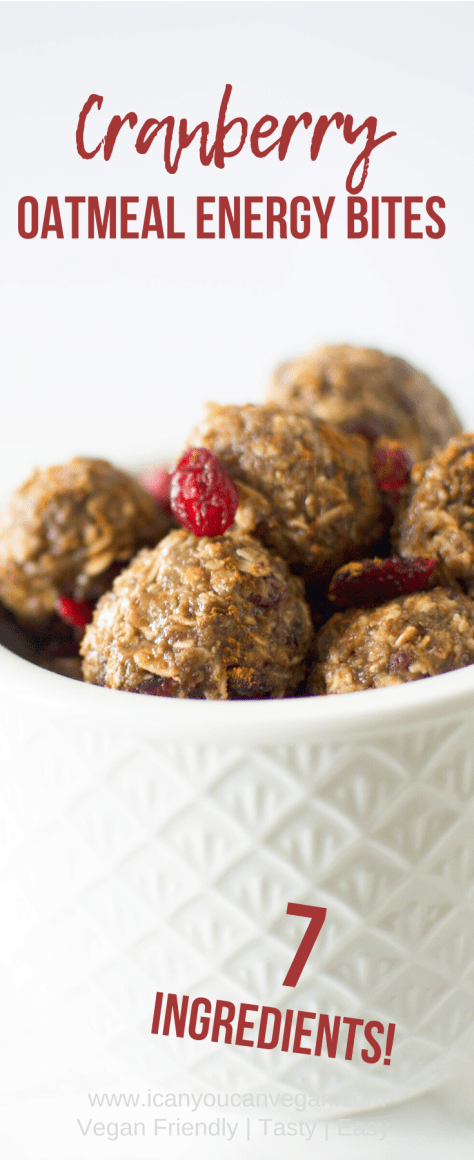 No Bake Cranberry + Oatmeal Energy Bites
