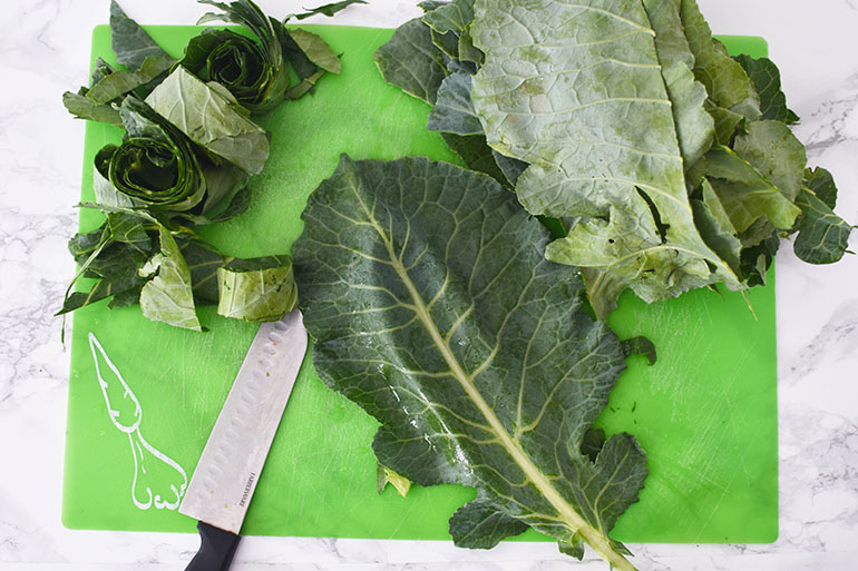 cutting collard greens