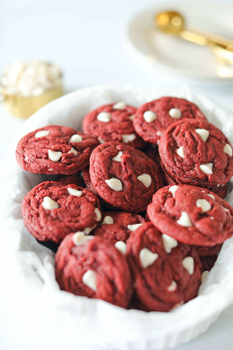 Vegan Red Velvet White Chocolate Chip Cookies