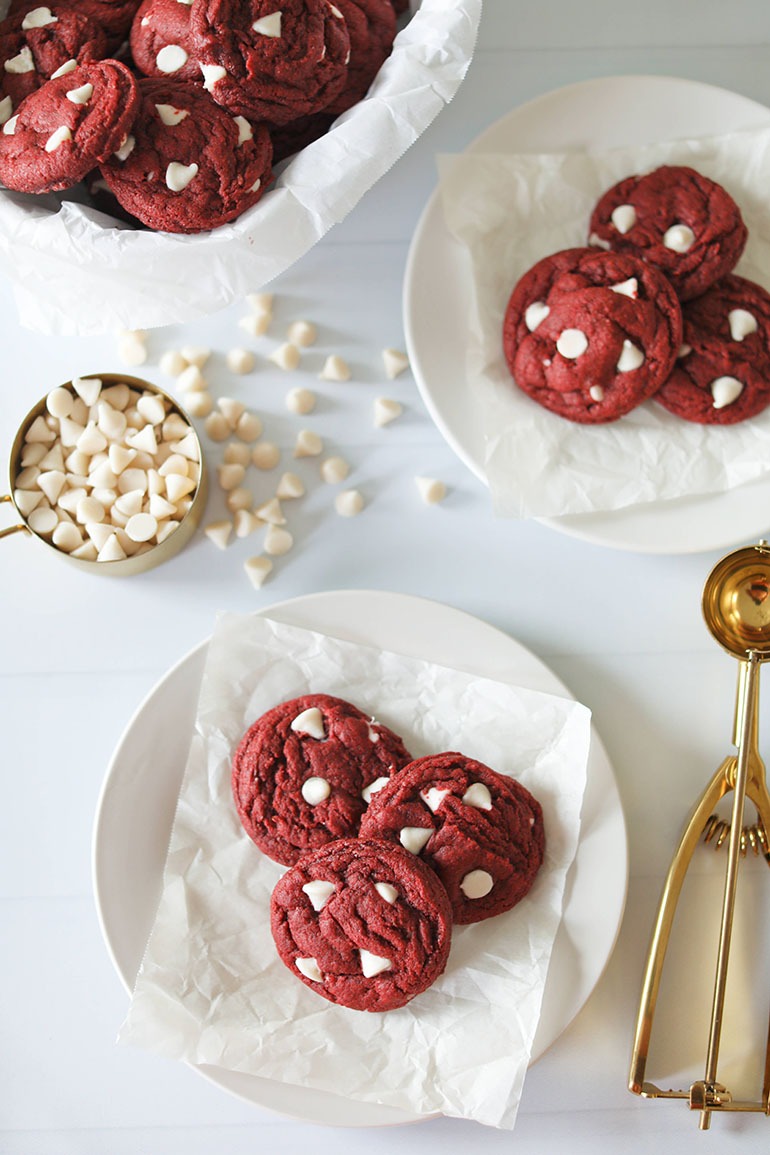 Vegan Red Velvet White Chocolate Chip Cookies