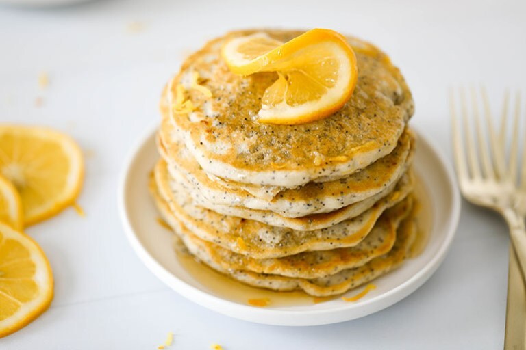 Vegan Lemon Poppy Seed Pancakes