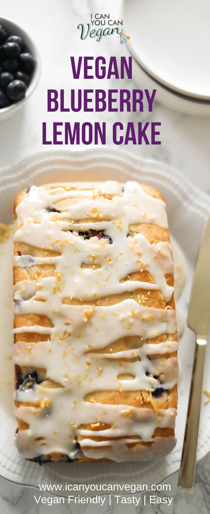 Easy Vegan Blueberry Lemon Cake- Pinterest