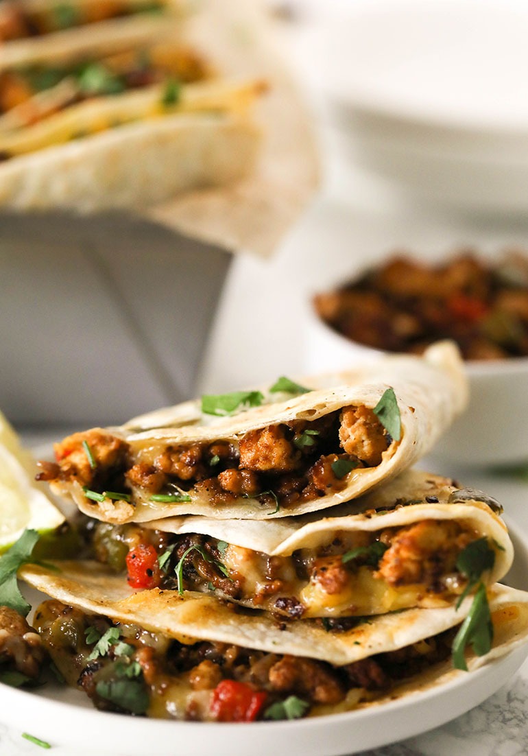 Vegan Tofu Quesadilla stack