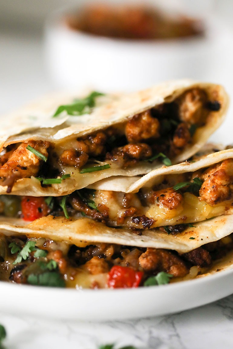 Stack of Vegan Tofu Quesadilla