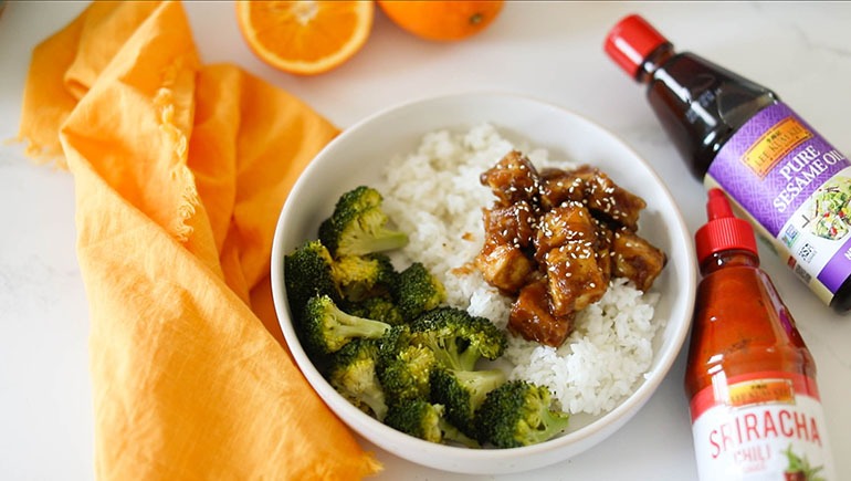 Vegan Orange Tofu in bowl