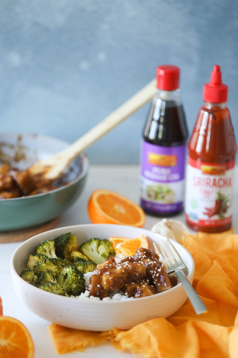 Vegan Orange Tofu with broccoli