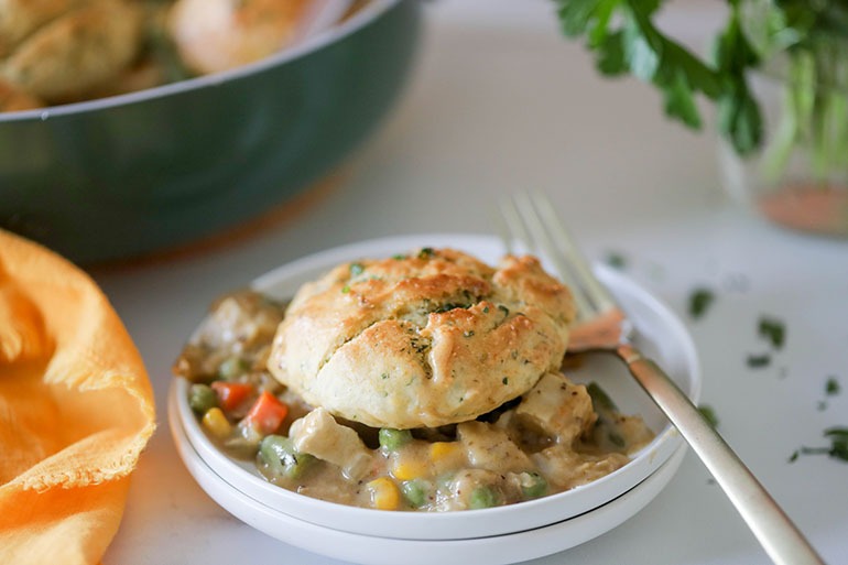 Vegan Chicken Pot Pie with Biscuits