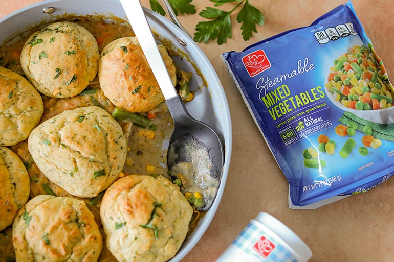 Vegan Chicken Pot Pie with Biscuits