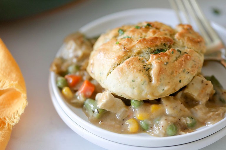 Vegan Chicken Pot Pie with Biscuits