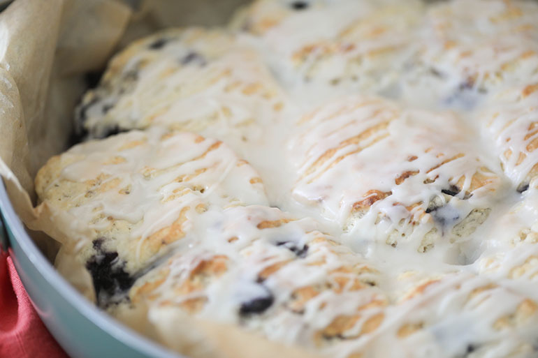 Vegan Blueberry Biscuits in pan