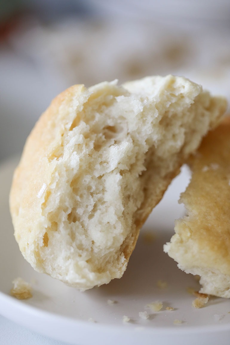 Vegan Buttermilk Biscuit broken in half