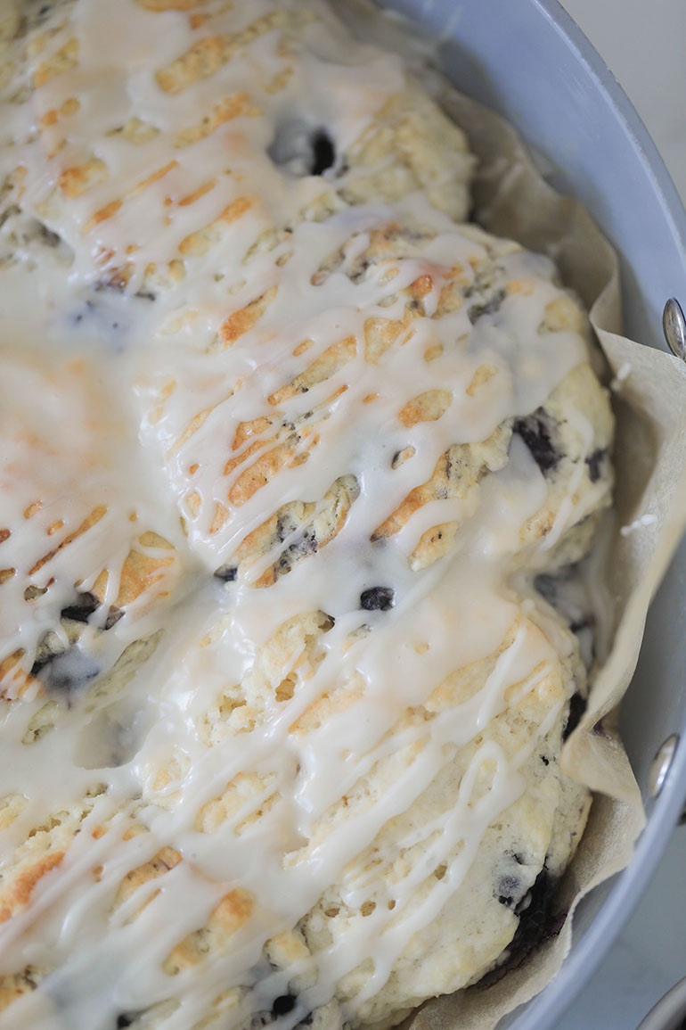 Vegan Blueberry Biscuits in pan