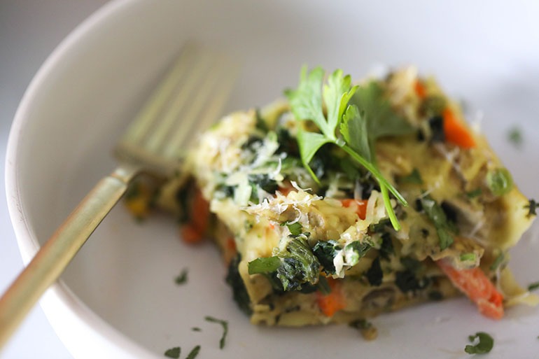 Vegan White Lasagna in white bowl