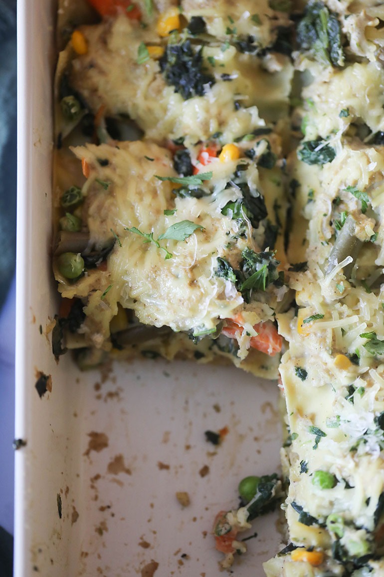 Vegan White Lasagna close up