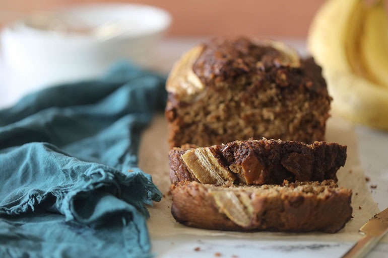 Vegan Cinnamon Banana Bread sliced