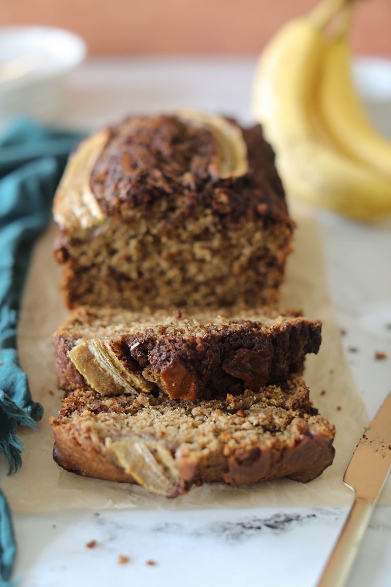 Vegan Cinnamon Banana Bread Sliced