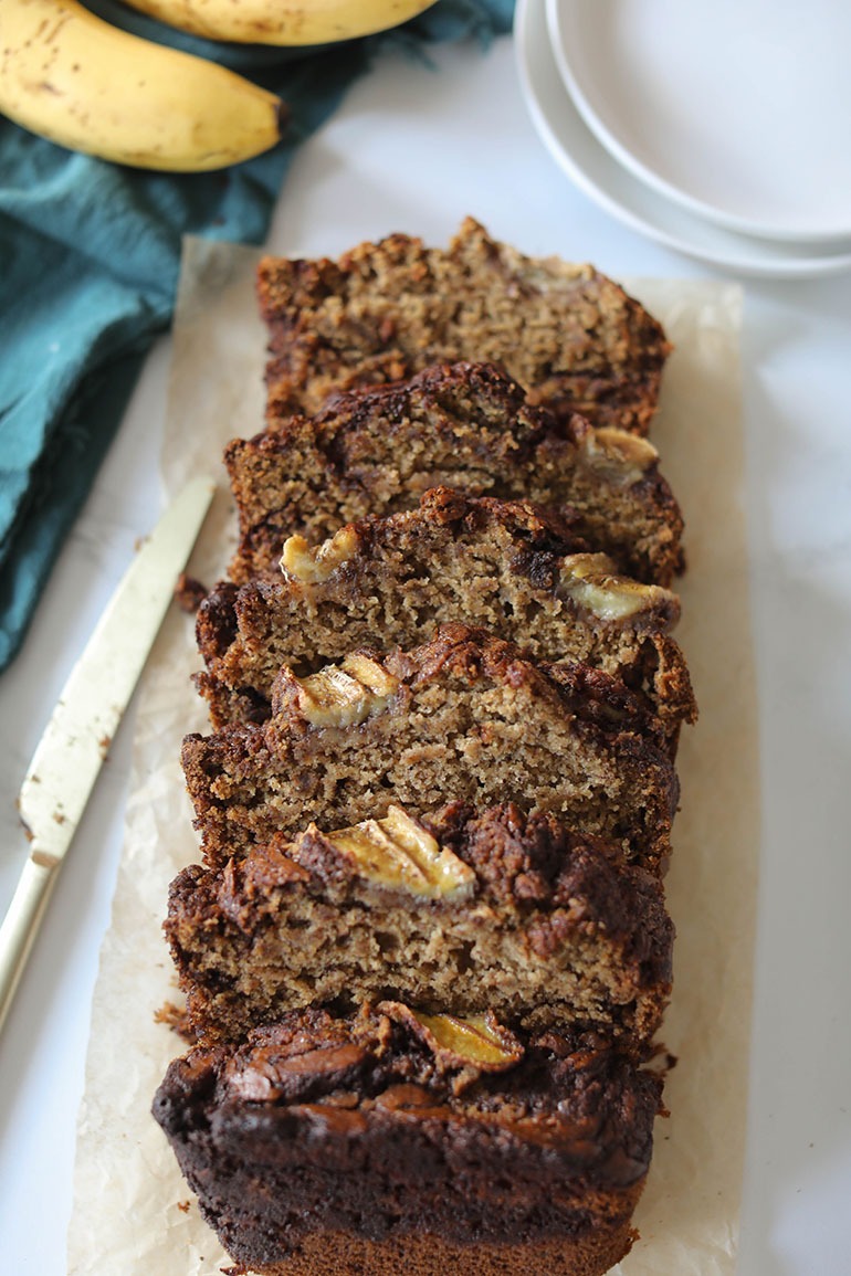 Sliced Vegan Cinnamon Banana Bread