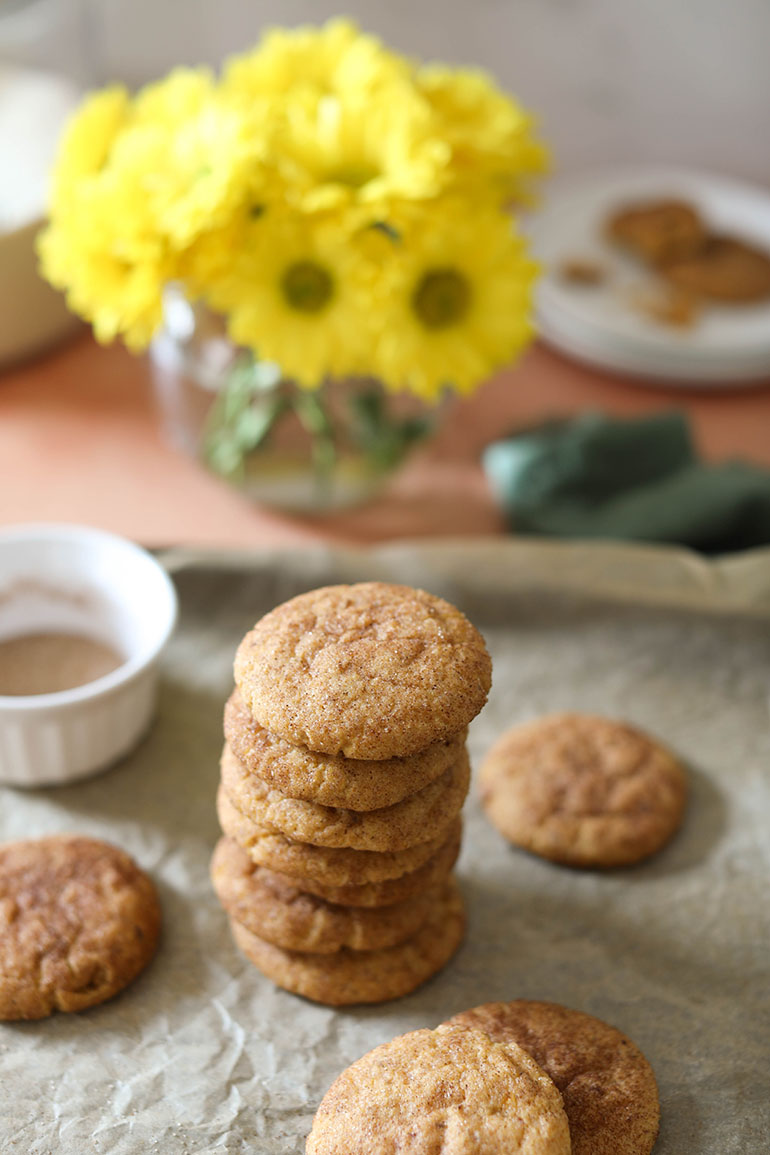 Vegan Pumpkin Snickerdoodle Cookies stack