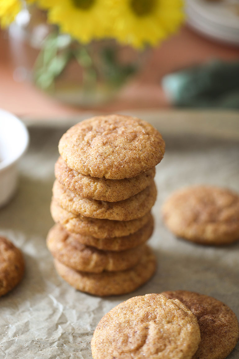 Vegan Pumpkin Snickerdoodle Cookies stack