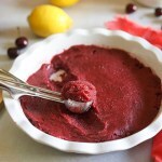 Cherry sorbet in white dish