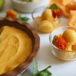 Mango Sorbet in brown dish