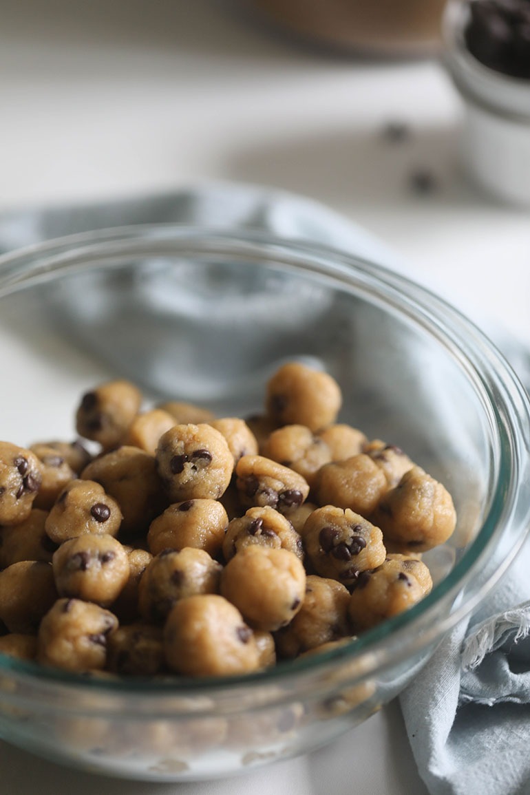 Vegan Chocolate Chip Cookie Dough in a bowl