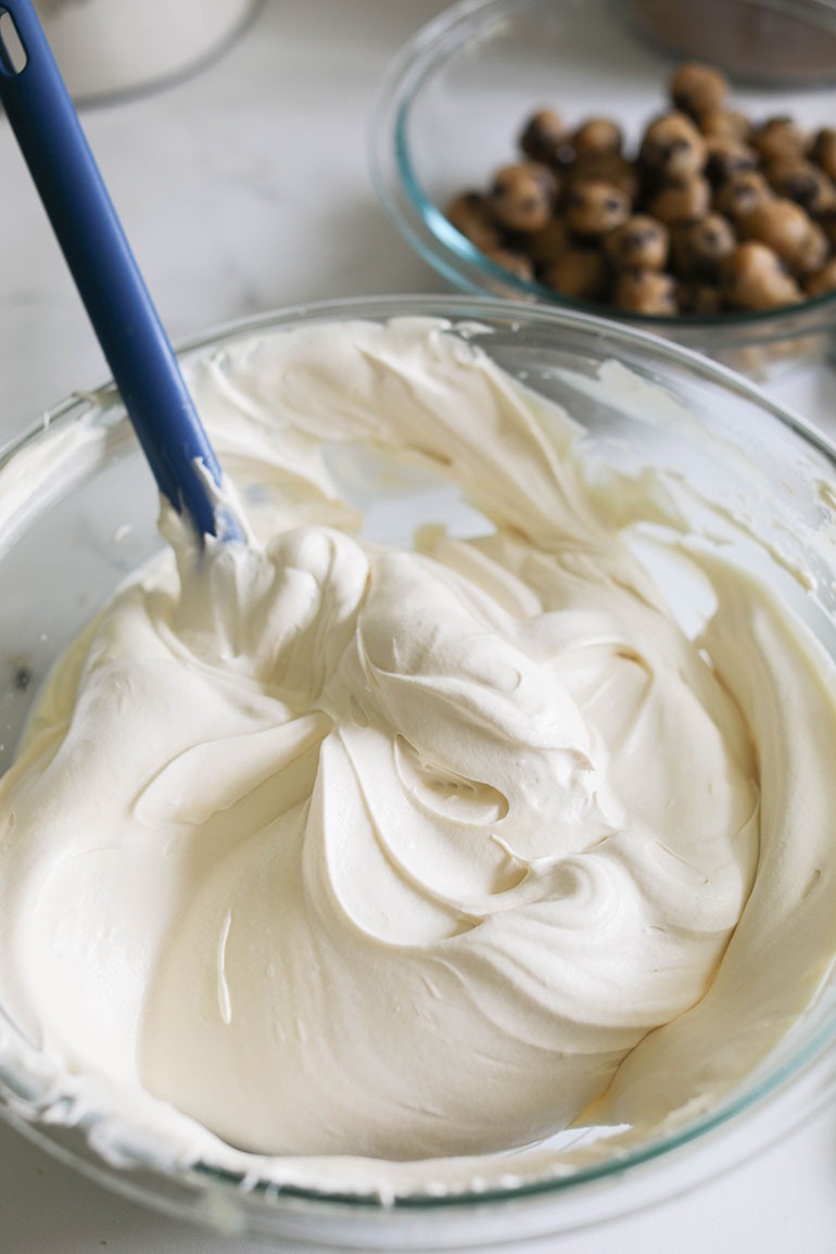 Bowl of whipped heavy cream