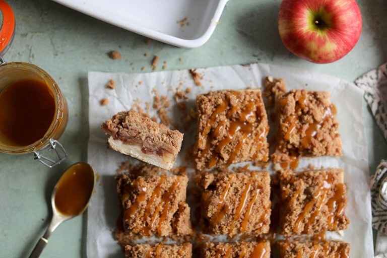 Vegan Caramel Apple Pie Bars