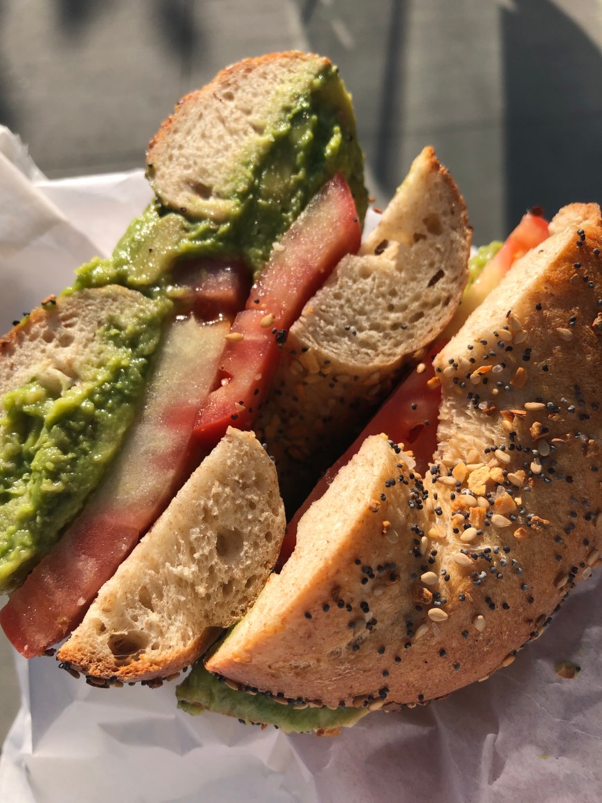 Better Bagels Everything Bagel with Tomato and Avocado