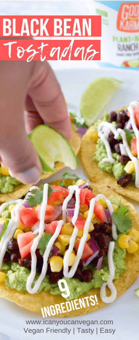 Black Bean Tostadas with Good Karma Ranch