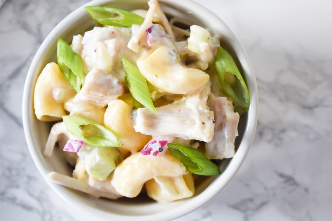 Vegan Tuna Pasta Salad in a bowl